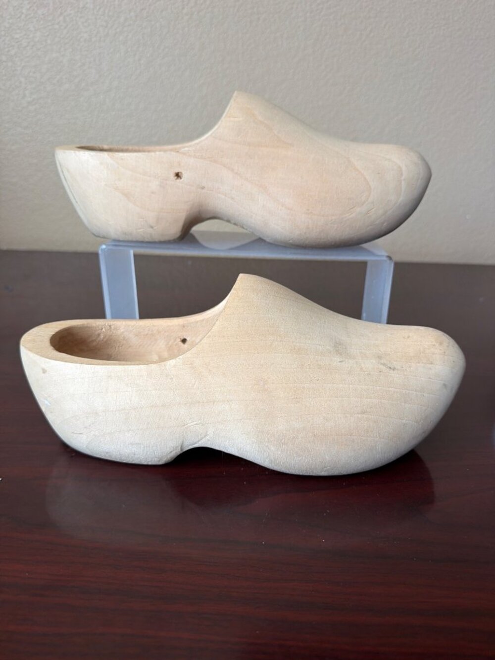 Vintage Hand Carved Dutch Wooden Clogs Sabots Folk Art Rustic Farmhouse 12"